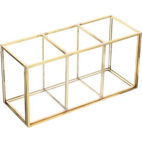 Glass Makeup Storage Box with 3 Compartments Lidded Box for