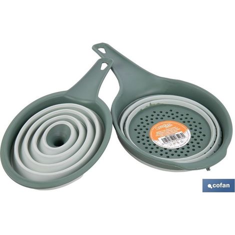 Pack d'entonnoir et de passoire pliables verts (1/4)