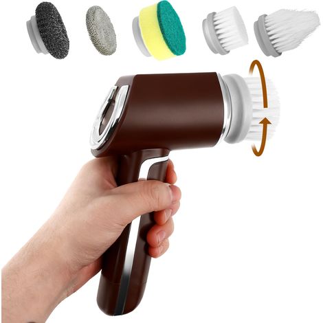 Horsepower Scrubber,Brosse De Nettoyage Électrique 5 en 1,Ipx7 Étanche,avec 5 Têtes De Brosse,Batterie 1200 Mah,Nettoyeur Haute Puissance pour Salle (1/5)