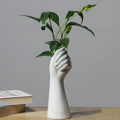 Weiße Keramikvasen für hydroponische Blumenarrangements als Tischdekoration
