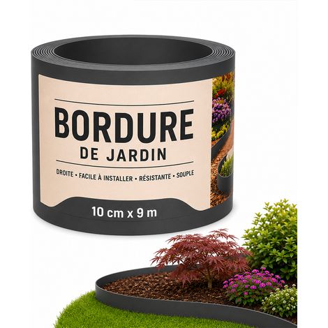 Bordure de Jardin Flexible 10 cm x 9 m - Bordure Fine et Souple pour Pelouse, Massifs et Allées - Délimitation Discrète et Durable - Résistante au Gel et aux UV - (1/5)