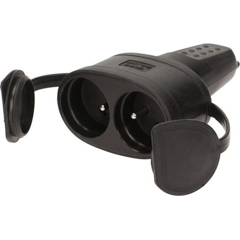 Enchufe doble portátil de goma 10/16A 2x2P+Z 230V IP44 OR-AE-13117 (1/5)