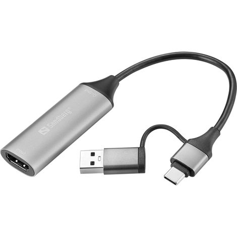 Adattatore Sandberg 136-70 HDMI A USB A+C grigio (1/4)
