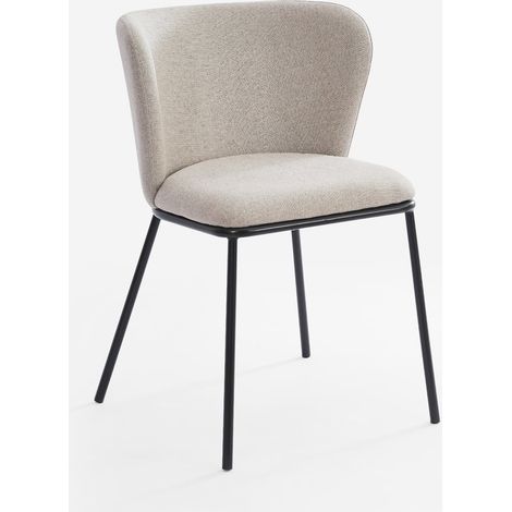 Silla de salón-comedor de diseño moderno de tela con patas negras Lasta - Blanco
