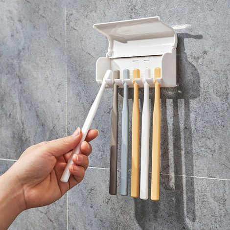 Porte-brosse à dents familial, rangement mural pour brosses à dents, taille unique (1/5)