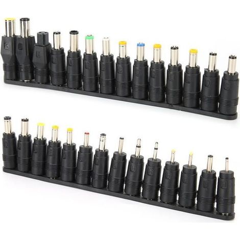 28pcs embouts d\'adaptateur d\'alimentation cc 5.5x2.1mm tête de conversion de charge universelle femelle pour ordinateur portable-CWU (1/4)