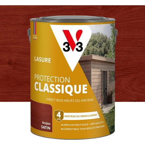 Lasure Bois extérieur Acajou - Protection Classique 4 ans - Protège du grisaillement - Direct bois neufs ou anciens - Texture anti-goutte - 5L (1/5)