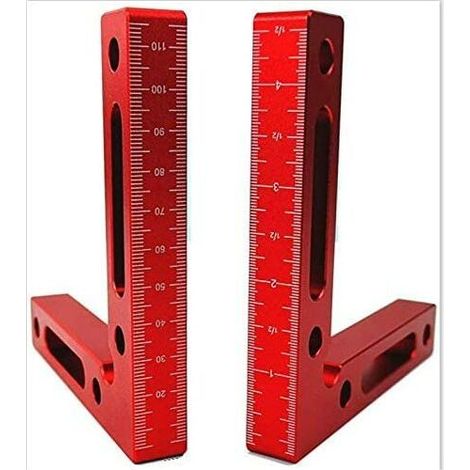90°-Winkel-L-förmige Holzbearbeitungsklemme, 11,9 x 11,9 cm, Rahmenklemme aus Aluminiumlegierung mit Winkelmesslineal für Holzbearbeitung, Bilderrahmen, Kisten (1/4)