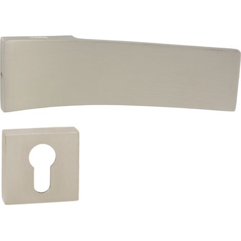 DOMINO Poignée de porte XO QR M91 PZ Poignée avec plaque PZ pour cylindre profilé Nickel satiné (1/5)