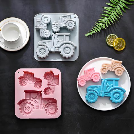 Moule à Gâteau Tracteur 3D, 2 Moule en Silicone pour Tracteur, 3 Tailles Moule à Tracteur pour Enfants Moule pour Gâteau Glace Chocolat Pain Dessert Pudding,Tracteur 3d,Tracteur 3d (1/5)