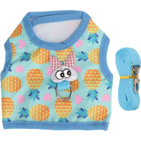 Harnais et laisse pour lapin, réglable en nylon doux, gilet pour chaton, furet, cochon d'Inde, taille L (1/5)