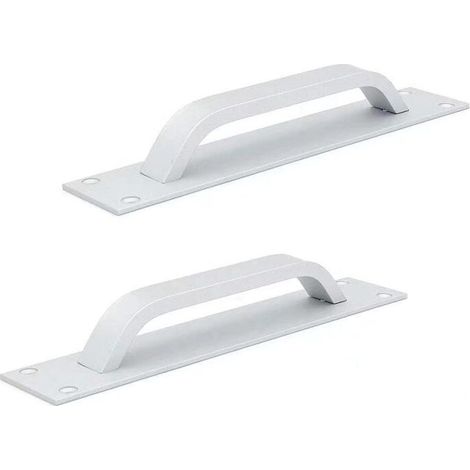 Juego de 2 manijas de puerta correderas de aleación de aluminio, resistentes al fuego, para puertas de armarios, de empuje y tracción, 20 cm x 4 cm, blancas. (1/5)