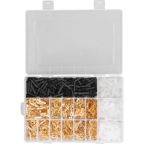 1050Pcs Kit de Connecteurs Fil 2.8mm 4.8mm 6.3mm Mâle Femelle Cosses Anneau Fourche (1/5)