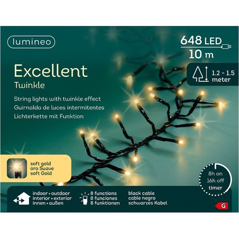Lumineo LED Lichterkette Excellent Twinkle schwarz 10 Meter 648 Lichter - softgold (1/3)