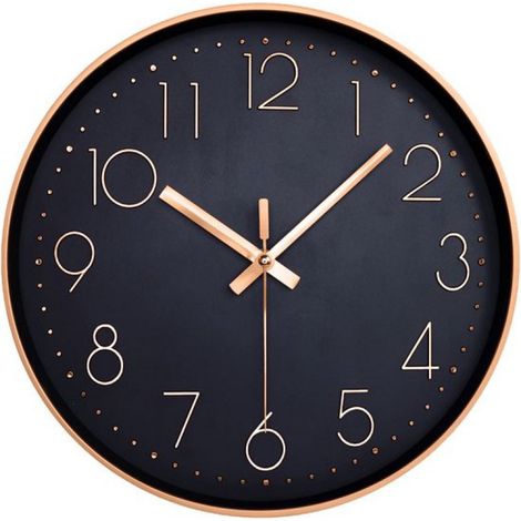 Horloge de cuisine LW Collection rose et noir 30 cm - horloge silencieuse - horloge murale rose et noir - petite horloge (1/5)