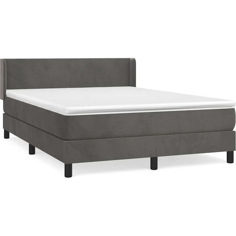 Maison Exclusive - Giroletto a Molle con Materasso Grigio Scuro 140x200 cm Velluto (1/5)