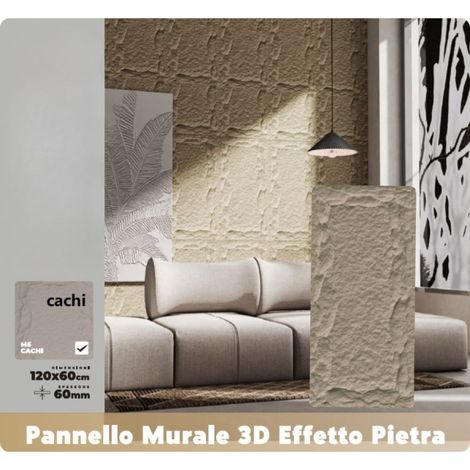 TRADE SHOP - Pannello Murale 3d Effetto Pietra Cachi 120x60 Cm Rivestimento Parete - (1/2)