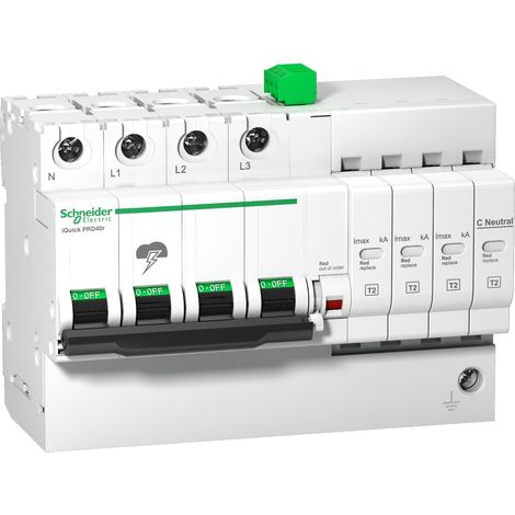 Interruttore rapido SCHNEIDER PRD8r 3P+N con protezione 32A e tensione 400V.