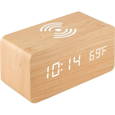 Réveil numérique avec chargeur sans fil, horloge de bureau LED et affichage de la température (1/5)