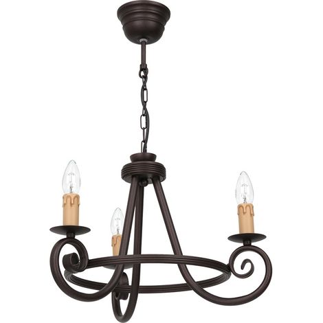 Lustre rustique cuivre rouille 3xE14 15W Faust Luminex (1/2)