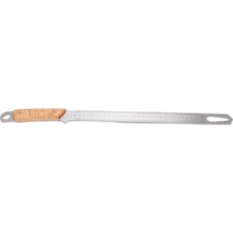 Règle robuste en acier trempé à double usage avec manche en bois pour la mesure et l'urgence (1/5)