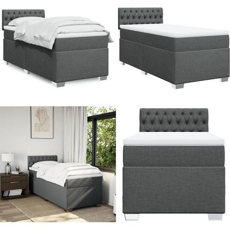 Boxspringbett mit Matratze Dunkelgrau 100x200 cm Stoff - Boxspringbett - Doppelbett - Bettsystem - Schlafsofa - Polsterbett - Home & Living