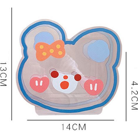 Boîte à crayons transparente et multifonctionnelle, étui de rangement pour pinceaux de maquillage en acrylique avec un adorable motif ours, idéal pour le bureau ou la coiffeuse. (1/5)