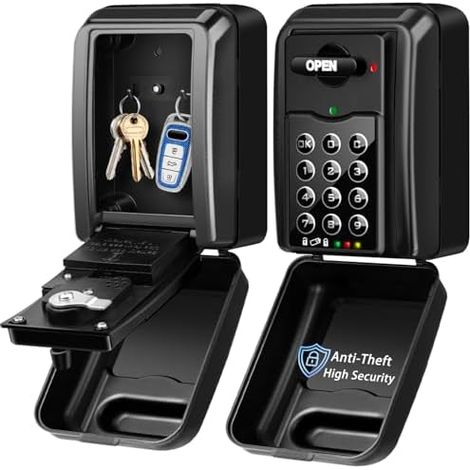 Large Secure Outdoor Key Box Anti-theft & Administrator Privileges Wall-Mounted Key Box with 6-Digit Digital Code, Waterproof and Rustproof Combination Lock Box (1/5)