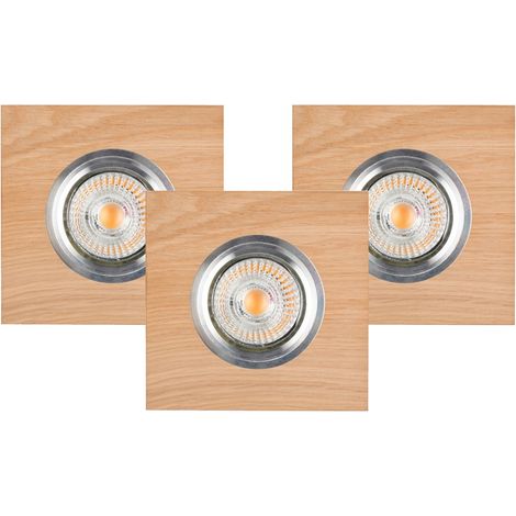 Lot de 3 Plafonnier encastrable en Chène Huilé Plaque Bois 10 cm VITAR (1/3)