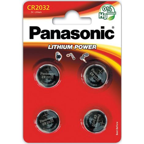 Panasonic – Lot de 4 piles bouton lithium CR2032 3V – Taux de décharge 90% après 10 ans – Température de fonctionnement -30°C à +60°C (1/3)