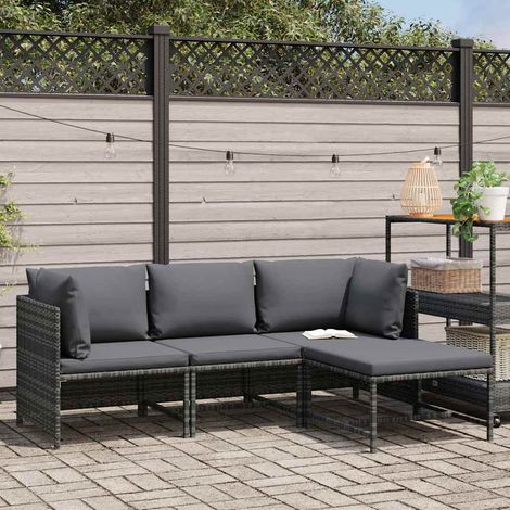 Maison Exclusive - 4-tlg. Garten-Lounge-Set mit Kissen Poly Ratta (1/5)