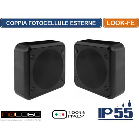 COPPIA FOTOCELLULE INFRAROSSO QUADRATE DA PARETE PORTATA 20M LOOK-FE AUTOMAZIONE CANCELLO DA ESTERNO IP55 (1/2)