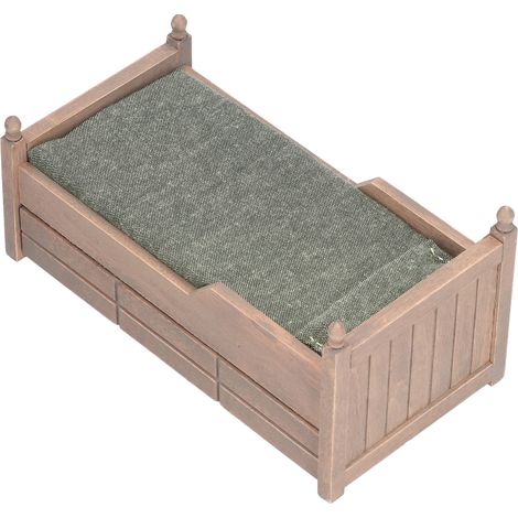 Lit miniature en bouleau pour maison de poupée à l'échelle 1:12, mobilier miniature, accessoires de décoration pour maison de poupée, marron (1/5)
