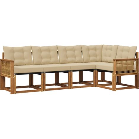 Outdoor Sofa Set with Cushion 5 pcs Natural and Beige vidaXL (1/5)
