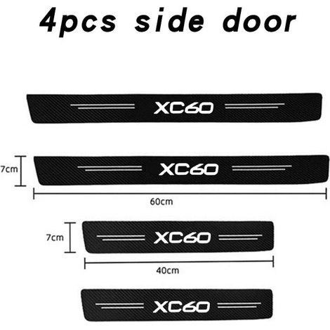 (4 pièces pour xC60) Autocollants anti-rayures en fibre de carbone pour l'intérieur de votre voiture Volvo XC60 : protections adhésives pour seuils de porte Accessoires auto (1/3)
