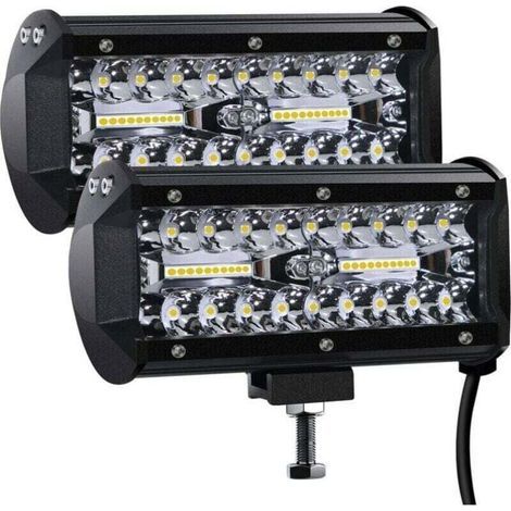 Phare de Travail LED 12V 400W 7'' Projecteur LED Voiture 12v Etanche IP67 Spot Flood Feux Antibrouillard LED 27,000lm Feux de Travail pour Voiture Camion Tracteur SUV Bateau(2 pièce) (1/4)