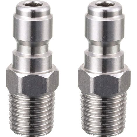Set di 2 adattatori per idropulitrice ad alta pressione, raccordo maschio NPT da 1/4 di pollice, spina a innesto rapido, accoppiatore in acciaio inossidabile, 5000 PSI (345 bar)