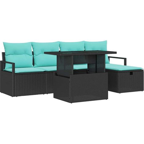 Garden Sofa Set with Cushion 6 pcs Black Poly rattan vidaXL (1/5)