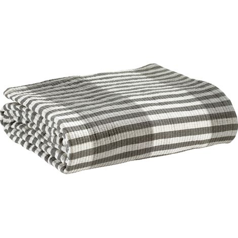 VIVARAISE - Jeté de lit Calista en coton 100% - 260 x 260 cm, gris clair