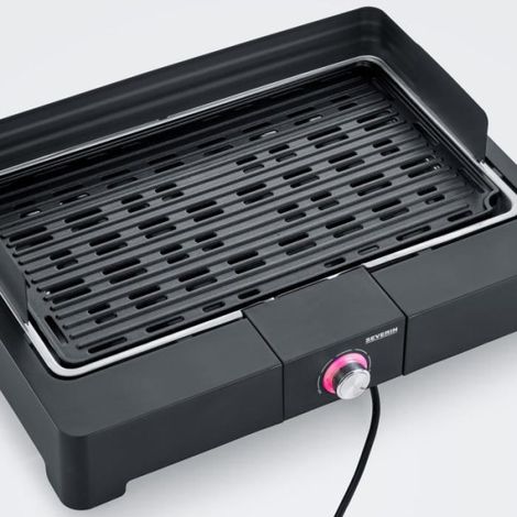 Barbecue électrique 2200W – Surface de cuisson 44,5 x 26 cm – Thermostat réglable – Bac à eau pour réduction fumées – Severin - PG8567 (1/5)