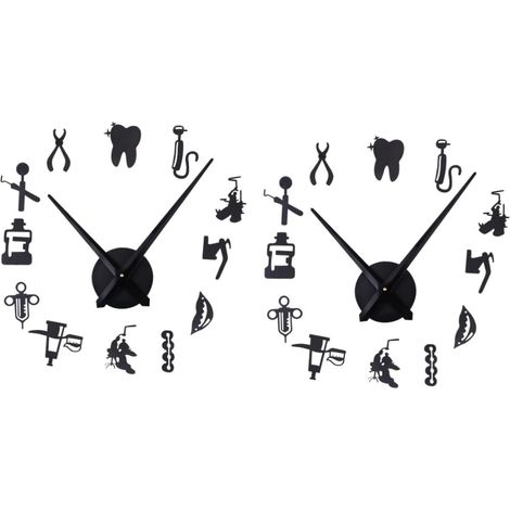 2 Pièces Horloge Murale Acrylique Design Moderne Décoration Murale Artistique pour Salon Chambre et Bureau Horloge Silencieuse et Facile à Installer Noir (1/5)