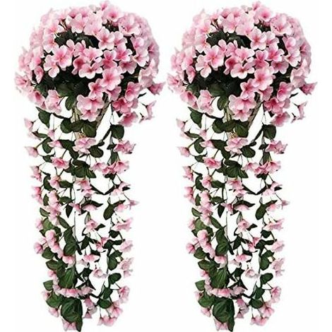 Artificial Wisteria Basket Vine Pink Artificial Hanging Flowers Fake Hanging Baskets Artificial Flowers for Garden Wall Fence Wedding Balcony Outdoor Inside Home Door Decoration