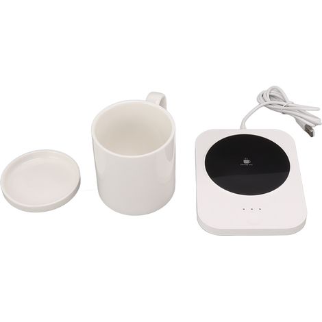 Tasse à lait alimentée par USB, chauffe-tasse 55 ℃, avec 3 réglages de température, pour la maison et le bureau, blanc (1/5)
