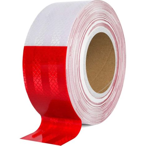 Reflektierendes, selbstklebendes Folienband mit hoher photometrischer Leistung, 45,7 m x 5,5 cm, rot-weiß