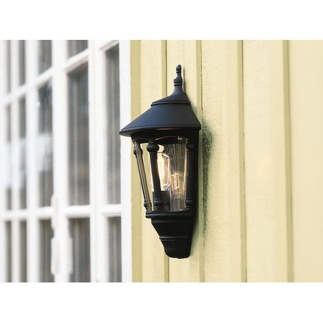 Außenwandleuchte LED Laterne Halbschale Aluminium Schwarz, Höhe 44cm (1/4)
