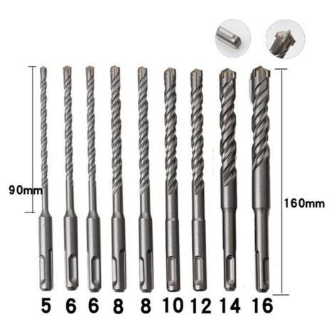 Betonbohrer für Beton, 9 Stück 5 mm - 16 mm elektrische Schlagbohrer Kreuz (1/5)