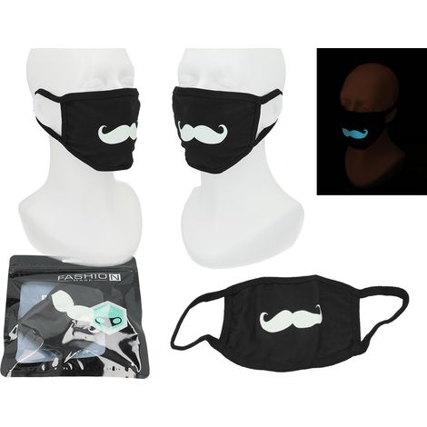 Wiederverwendbare Stoffmaske mit lustigem Schnurrbartmotiv, 1 Stück (1/5)