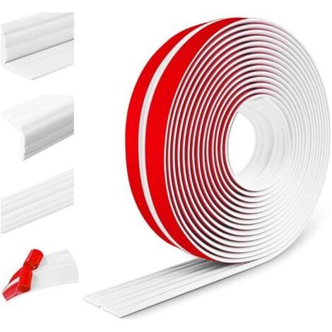 Bandes adhésives décoratives blanches 20mmx3m, protection angles murs et sols, plinthes flexibles PVC (1/5)