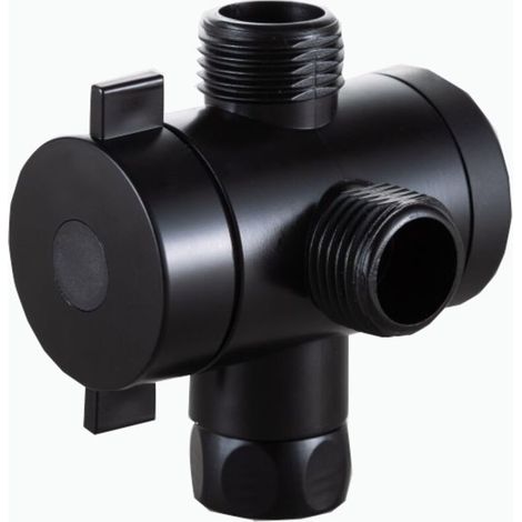 Inverseur De Douche A 3 Voies - Robinet Dérivation T - Adaptateur Pour Bras De Douche - Compatible Pomme De Douche Main Et Fixe - Noir - 1 Piece