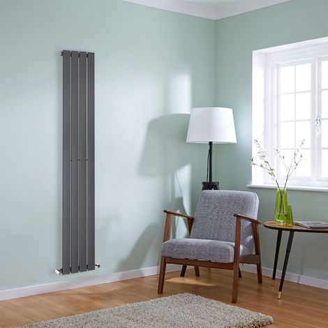 NRG Flat Panel Radiator Designer Column Bathroom Central Heating Anthracite Single 1600x272mm